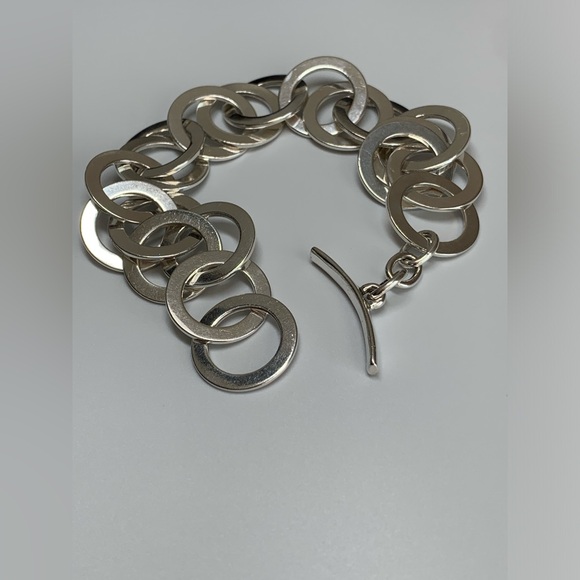 Silpada RARE VHTF Sterling Silver INTERLOCKING DISC Toggle Closure Bracelet 8.5” - Picture 3 of 8